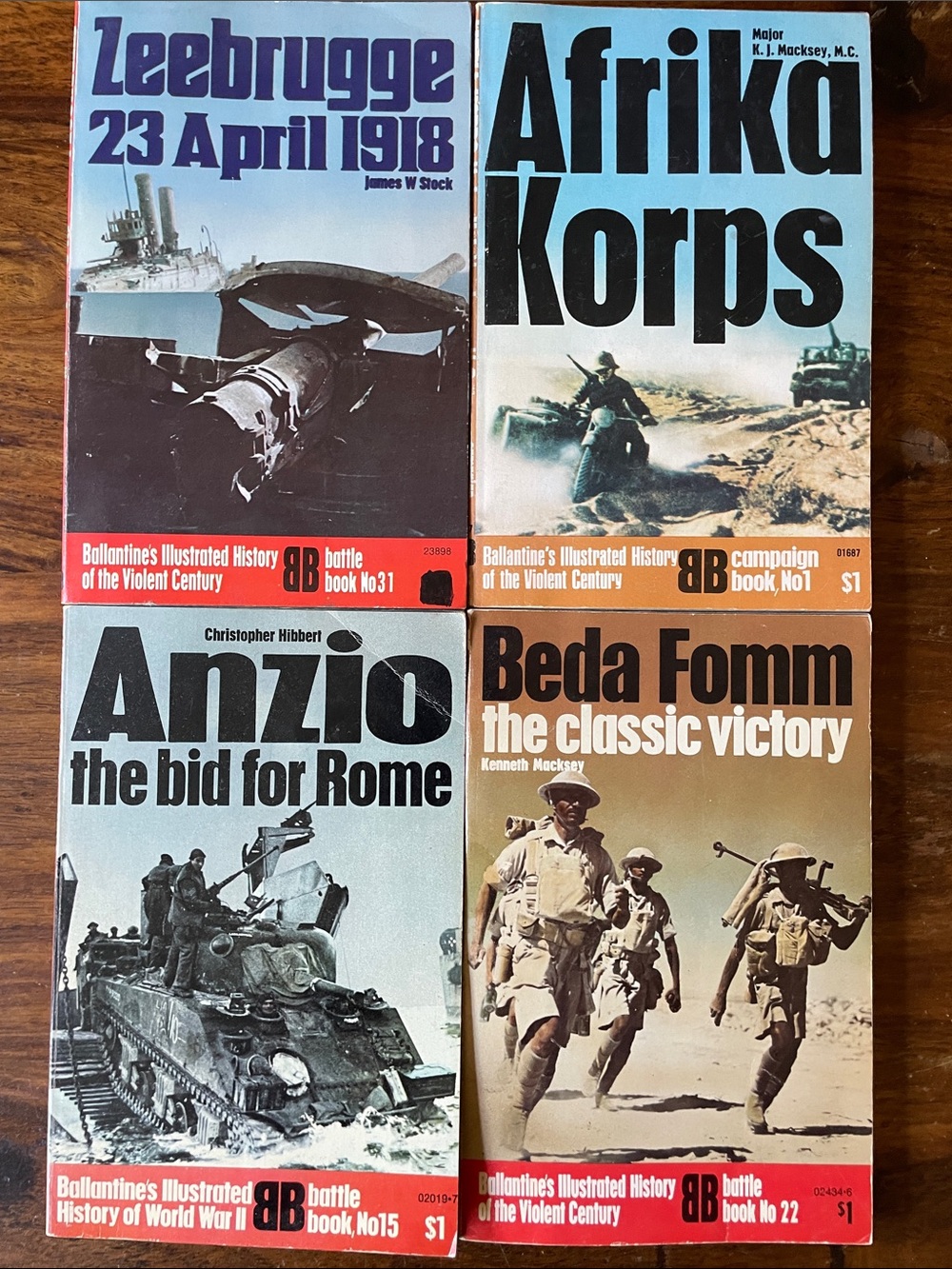 4 Ballantine’s illustrated history books: Africa Corps Anzio Zeebrugge Beda Fomm